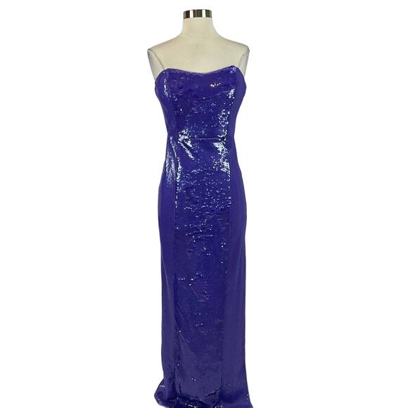 Aidan Mattox Women's Formal Dress Size 8 Purple Sequined Strapless Evening Gown - Picture 1 of 11